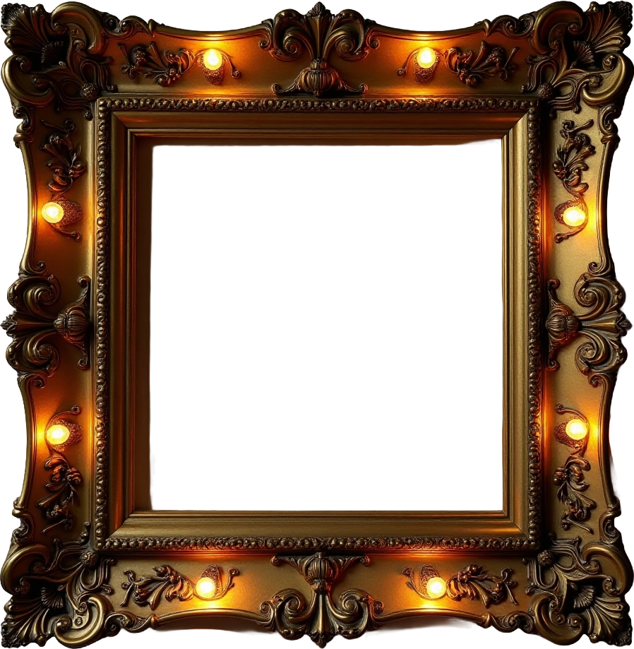 Golden Ornate Frame with Lights